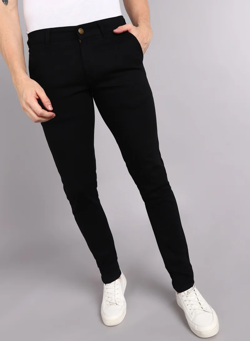 Urbano Fashion Men's Black Slim Fit Mid Rise Washed Jeans Stretchable